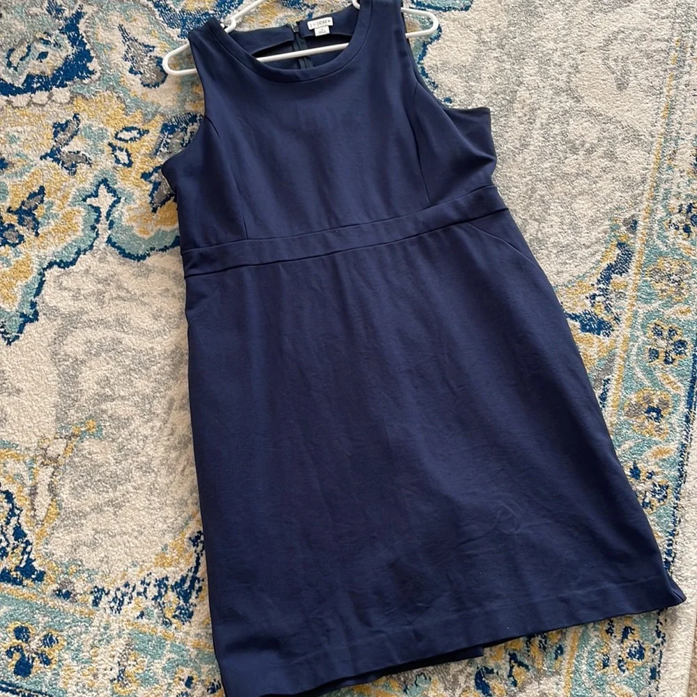 J Crew Factory navy sleeveless Ponte work dress - Picture 1 of 6